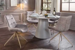 Design Stuhl DIVANI taupe Samt beiges Metallgestell