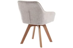 Design Stuhl LIVORNO beige Strukturstoff Massivholzbeine drehbar Auto-Return-Funktion