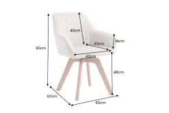 Design Stuhl LIVORNO beige Strukturstoff Massivholzbeine drehbar Auto-Return-Funktion