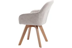 Design Stuhl LIVORNO beige Strukturstoff Massivholzbeine drehbar Auto-Return-Funktion