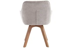 Design Stuhl LIVORNO beige Strukturstoff Massivholzbeine drehbar Auto-Return-Funktion