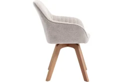 Design Stuhl LIVORNO beige Strukturstoff Massivholzbeine drehbar Auto-Return-Funktion
