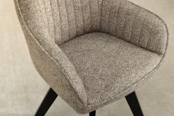 Design Stuhl LIVORNO taupe Strukturstoff schwarz Massivholz drehbar Auto-Return-Funktion
