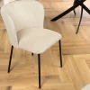 Design Stuhl LYON beige Cord schwarze Metallbeine