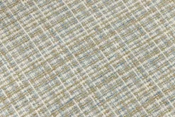 Design Stuhl LYON blau kariert Bouclé schwarze Metallbeine