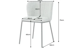 Design Stuhl LYON grün-rosa kariert Bouclé schwarze Metallbeine