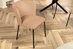 Design Stuhl LYON rosa Cord schwarze Metallbeine