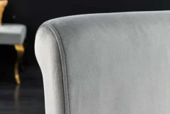 Design Stuhl MODERN BAROCK grau Samt goldene Stuhlbeine
