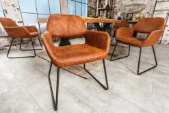 Design Stuhl MUSTANG antik braun Microfaser mit Armlehne