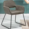Design Stuhl MUSTANG antik taupe Microfaser mit Armlehne