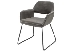 Design Stuhl MUSTANG antik grau Microfaser mit Armlehne