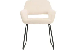Design Stuhl MUSTANG beige Cord mit Armlehne schwarz Metallgestell