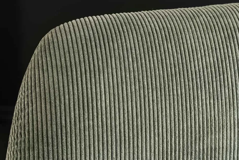 Design Stuhl MUSTANG grün Cord mit Armlehne schwarz Metallgestell