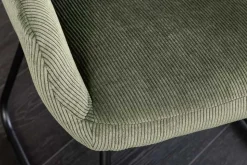 Design Stuhl MUSTANG grün Cord mit Armlehne schwarz Metallgestell