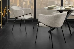 Design Stuhl NOBLESSE beige Chenille schwarzes Metallgestell