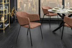Design Stuhl NOBLESSE braun Chenille schwarzes Metallgestell
