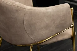 Design Stuhl NOBLESSE champagner beige Samt golden verchromtes Metallgestell