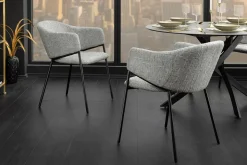 Design Stuhl NOBLESSE grau Chenille schwarzes Metallgestell