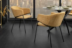 Design Stuhl NOBLESSE senfgelb Chenille schwarzes Metallgestell