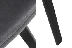 Design Stuhl NORDIC STAR antik grau Microfaser Massivholz schwarz mit Armlehne gepolstert