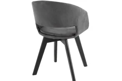 Design Stuhl NORDIC STAR antik grau Microfaser Massivholz schwarz mit Armlehne gepolstert