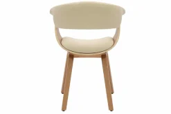 Design Stuhl ORGANIC natur Eiche creme beige Kunstleder mit Armlehnen