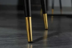 Design Stuhl PARIS grün Samt mit Armlehnen Ziersteppung goldene Fußkappen