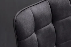 Design Stuhl ROADSTAR grau Samt schwarze Metallbeine