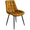 Design Stuhl ROADSTAR senfgelb Samt schwarze Metallbeine