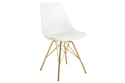 Design Stuhl SCANDINAVIA MEISTERSTÜCK weiß goldene Beine
