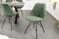 Design Stuhl SCANDINAVIA MEISTERSTÜCK grün Cord schwarz Metall-Gestell