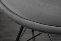 Design Stuhl SCANDINAVIA MEISTERSTÜCK grau Samt schwarze Metallbeine
