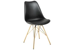 Design Stuhl SCANDINAVIA MEISTERSTÜCK schwarz goldene Beine