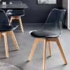 Design Stuhl SCANDINAVIA MEISTERSTÜCK transparent schwarz Kunststoff Buchenholz natur