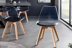 Design Stuhl SCANDINAVIA MEISTERSTÜCK transparent schwarz Kunststoff Buchenholz natur