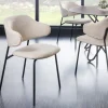 Design Stuhl VOGUE greige Bouclé schwarze Metallbeine