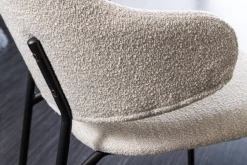 Design Stuhl VOGUE greige Bouclé schwarze Metallbeine