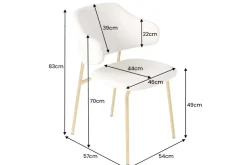 Design Stuhl VOGUE weiß Bouclé goldene Metallbeine