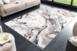 Design Teppich ART RUGS 230x160cm weiß grau Flachgewebe Indoor