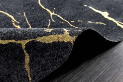 Design Teppich MARBLE 240x160cm schwarz gold Marmor-Optik Flachgewebe