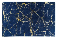 Design Teppich MARBLE 240x160cm königsblau gold Marmor-Optik Flachgewebe