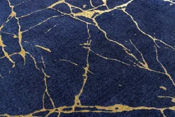 Design Teppich MARBLE 240x160cm königsblau gold Marmor-Optik Flachgewebe