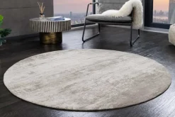 Design Teppich MODERN ART 150cm beige grau Used Look Vintage Baumwolle