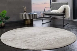 Design Teppich MODERN ART 150cm beige grau Used Look Vintage Baumwolle