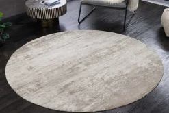 Design Teppich MODERN ART 150cm beige grau Used Look Vintage Baumwolle