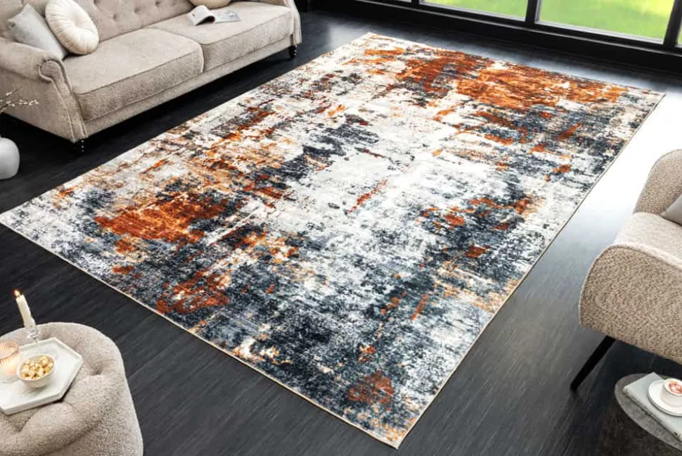Design Teppich MODERN ART 230x160cm grau kupfer Kurzflor Indoor-Teppich