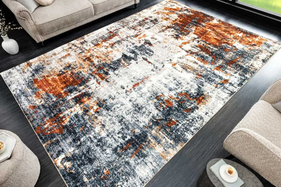 Design Teppich MODERN ART 230x160cm grau kupfer Kurzflor Indoor-Teppich