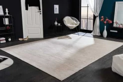 Design Teppich MODERN ART XXL 350x240cm beige Used Look Baumwolle Vintage Flachgewebe
