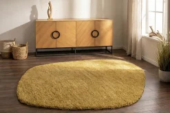 Design Teppich ORGANIC 180x120cm senfgelb Hochflor Indoor-Teppich organische Form