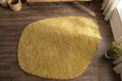 Design Teppich ORGANIC 180x120cm senfgelb Hochflor Indoor-Teppich organische Form
